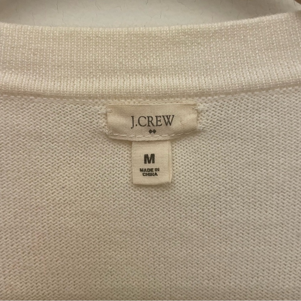 J Crew Medium White & Pink Argyle V Neck Sweater Size Medium - Picture 3 of 4